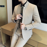 立领双层领韩版修身西服时尚潮流西装套装2406-P210（领可拆），男装西服套装，星座1606-1