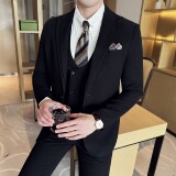 男士商务休闲西服双反领时尚潮流韩版修身西装三件套2523-P280，男装西服套装，星座1606-1