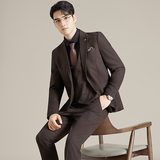 简约男士商务休闲西装韩版修身条纹西服三件套2514-P280，男装西服套装，星座1606-1