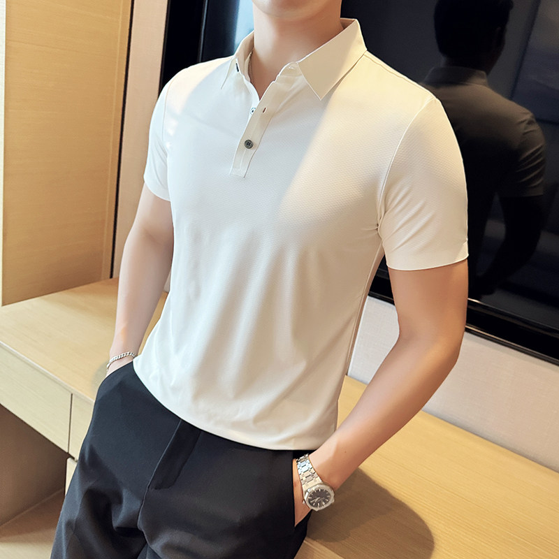 华夫格冰丝无痕PLO衫高弹上衣男短袖2809-P58,男装T恤,星座1606-1