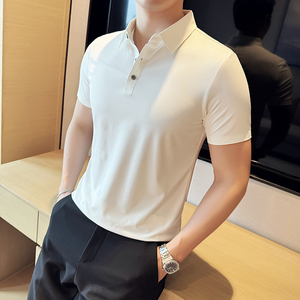 华夫格冰丝无痕PLO衫高弹上衣男短袖2809-P58