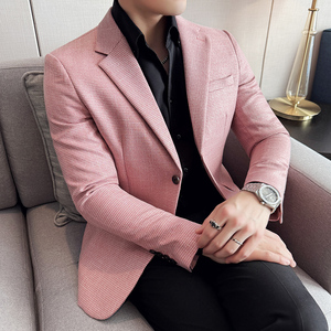 亮丝千鸟格两粒扣西服商务休闲西装外套DX39-P155，男装西服套装，星座1606-1