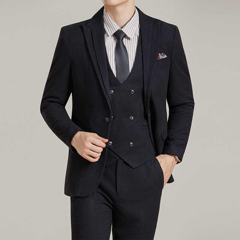 男士商务休闲西服双反领时尚潮流韩版修身西装三件套2523-P280,男装西服套装,星座1606-1