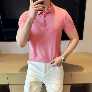 夏季男士PLO衫冰丝无痕高弹上衣男短袖1199-P38,中西装外套男搭配图片