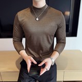 DS046-P48波浪纹半高领T恤男士修身立体打底衫，男装T恤，星座1606-1