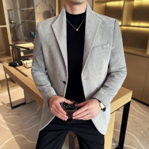 新中式立领时尚休闲西装外套男士韩版修身西服DX65-P148图片