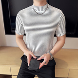 DS005-P38男士半高领短袖T恤春夏新款时尚百搭修身立体打底衫，男装T恤，星座1606-1