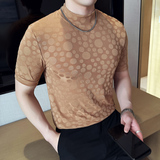 DS002-P38男士半高领短袖T恤春夏新款时尚百搭修身立体打底衫，男装T恤，星座1606-1