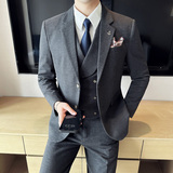 华夫格毛呢西服韩版修身商务西装三件套1851-P280，男装西服套装，星座1606-1