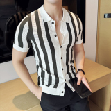 夏季男士短袖衬衫针织衫翻领上衣男1233-P62，男装T恤，星座1606-1