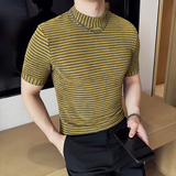 DS005-P38男士半高领短袖T恤春夏新款时尚百搭修身立体打底衫，男装T恤，星座1606-1