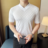 DS015-P39男士V领短袖T恤春夏新款时尚百搭修身立体打底衫，男装T恤，星座1606-1