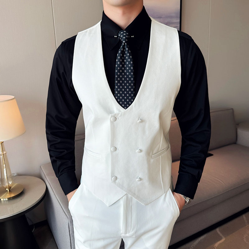 韩版修身双排扣马甲套西装MJT2416-P130,男装西服套装,星座1606-1