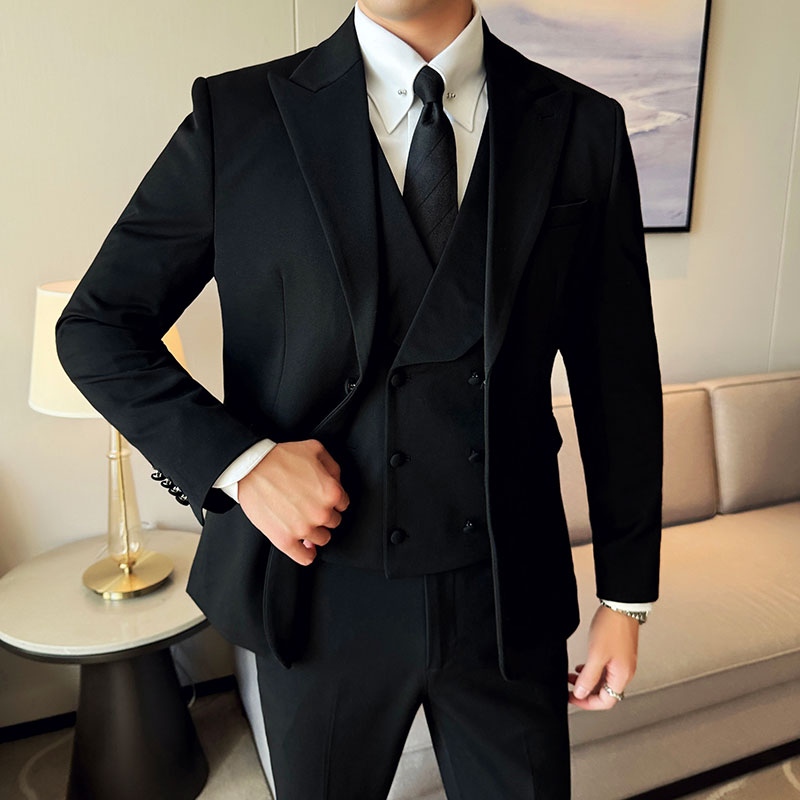 羊毛高品质韩版修身西服两粒扣西装三件套2417-P295,男装西服套装,星座1606-1