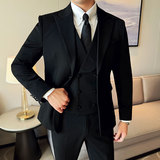 羊毛高品质韩版修身西服两粒扣西装三件套2417-P295，男装西服套装，星座1606-1