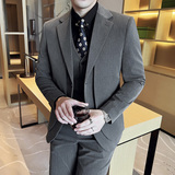 假两件韩版修身西服时尚设计潮流西装三件套2404-P270，男装西服套装，星座1606-1