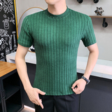 DS039-P38针织提花中领T恤秋款时尚百搭修身立体短袖打底衫，男装T恤，星座1606-1
