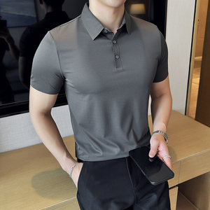 华夫格冰丝无痕PLO衫高弹上衣男短袖2809-P58