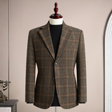 秋冬复古羊毛50%保暖磨毛平驳领西服上装休闲男士商务高级感西装，男装西服套装，星座1606-1