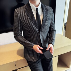 韩版修身西服时尚休闲撞色西装外套DX52-P148图片