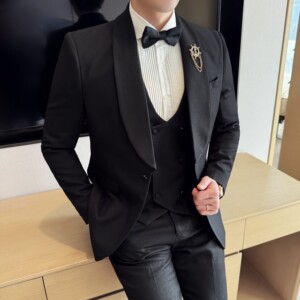 青果领结婚礼服西装韩版修身西服套装2511-P275图片