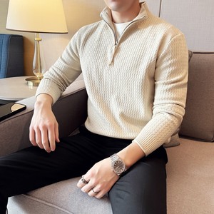 莫代尔拉链半开胸毛衣男针织套头毛衣修身毛线针织衫6699-P73图片