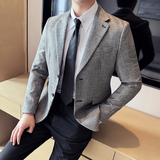 亮丝千鸟格两粒扣西服商务休闲西装外套DX39-P155，男装西服套装，星座1606-1