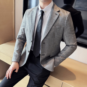 亮丝千鸟格两粒扣西服商务休闲西装外套DX39-P155，男装西服套装，星座1606-1