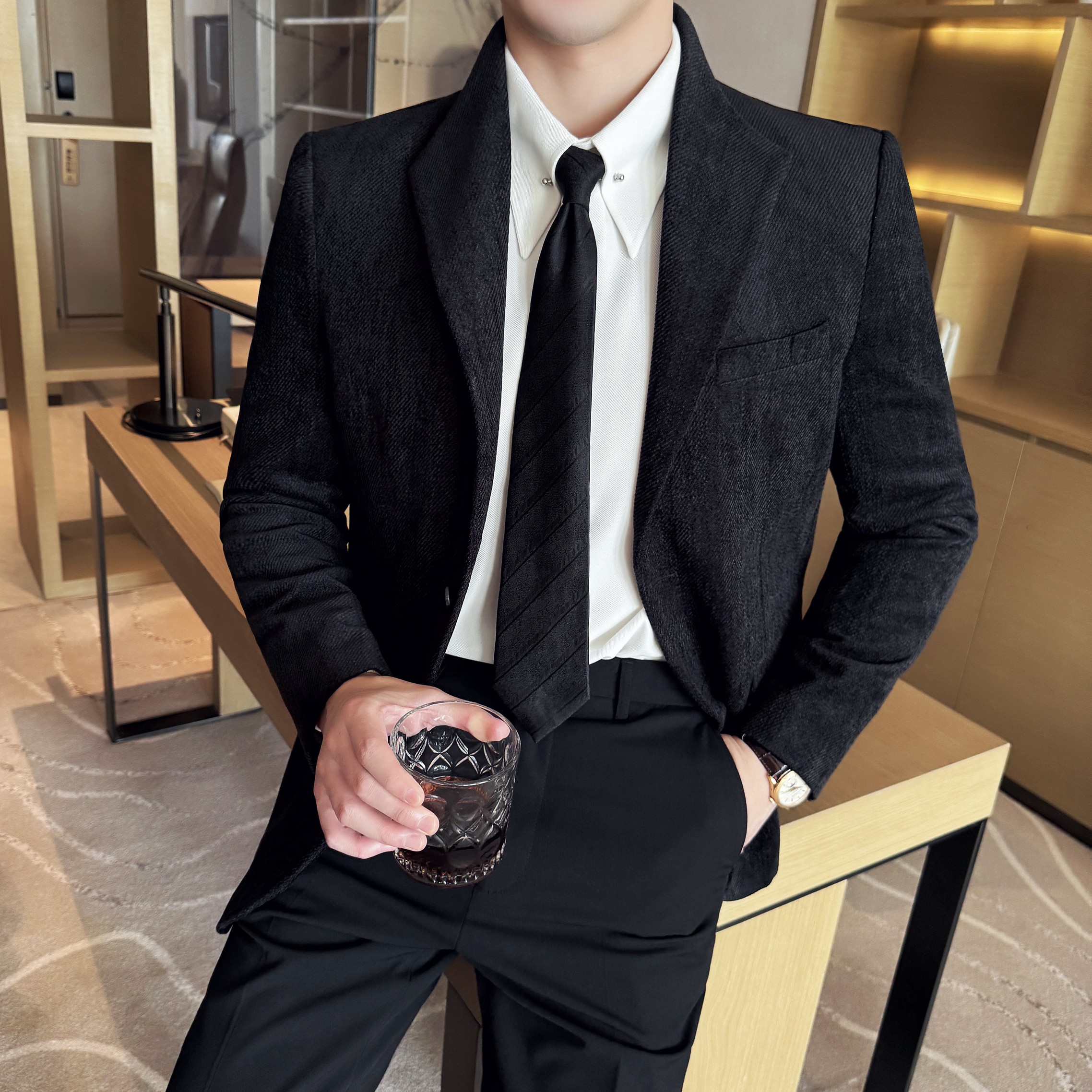 新中式立领时尚休闲西装外套男士韩版修身西服DX65-P148,男装西服套装,星座1606-1