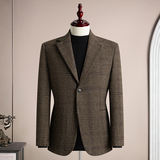 秋冬复古羊毛50%保暖磨毛平驳领西服上装休闲男士商务高级感西装，男装西服套装，星座1606-1