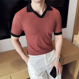 DS019-P48男士短袖冰丝POLO衫夏季新款时尚百搭修身立体T恤，男装T恤，星座1606-1