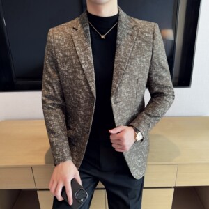 男士韩版修身西服时尚提花西装外套DX53-P148图片