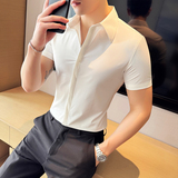 夏季薄款暗门襟大领衬衫商务休闲衬衣男短袖2816-P62，男装T恤，星座1606-1