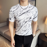 DS022-P38男士小圆领短袖T恤夏季新款时尚百搭修身立体打底衫，男装T恤，星座1606-1