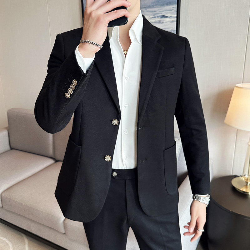 秋冬新款韩版修身商务休闲细条纹毛呢西服1850-P148,男装西服,星座1606-1