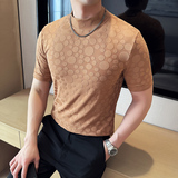 DS002-P38男士半高领短袖T恤春夏新款时尚百搭修身立体打底衫，男装T恤，星座1606-1