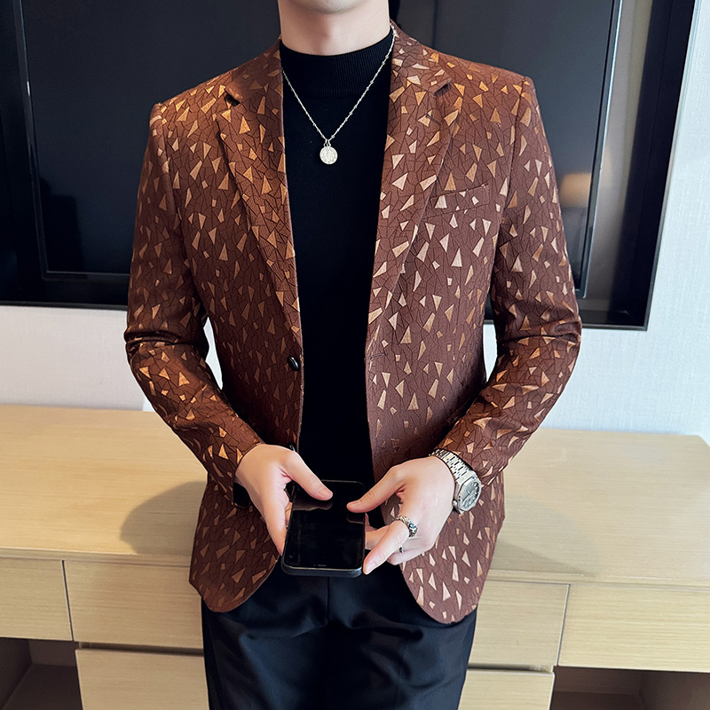 秋冬新款韩版修身西服时尚印花西装外套DX05-P148，男装西服套装，星座1606-1