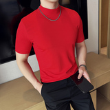 DS003-P38男士半高领短袖T恤春夏新款时尚百搭修身立体打底衫，男装T恤，星座1606-1