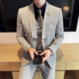 男士青果领商务休闲西装结婚礼服西服套装2526-P265，男装西服套装，星座1606-1