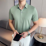 冰丝无痕高弹V领PLO衫高端时尚短袖上衣男2821-P62，男装T恤，星座1606-1