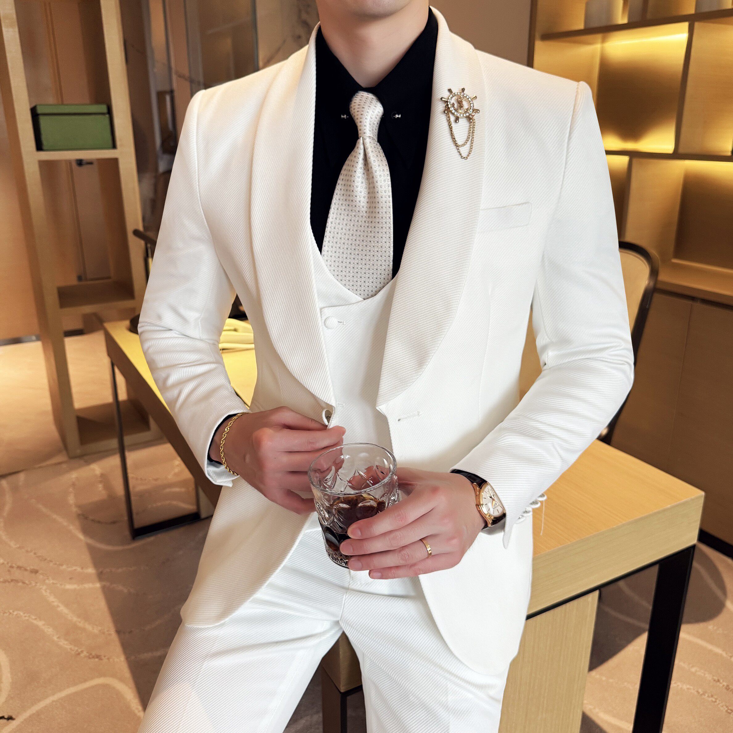 青果领结婚礼服西装韩版修身西服套装2511-P275,男装西服套装,星座1606-1