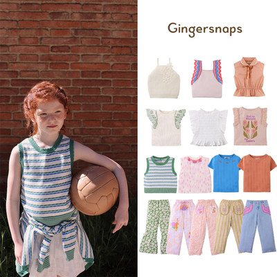 现货 25SS Gingersnaps小众春夏新款女童花边T恤吊带背心裤子
