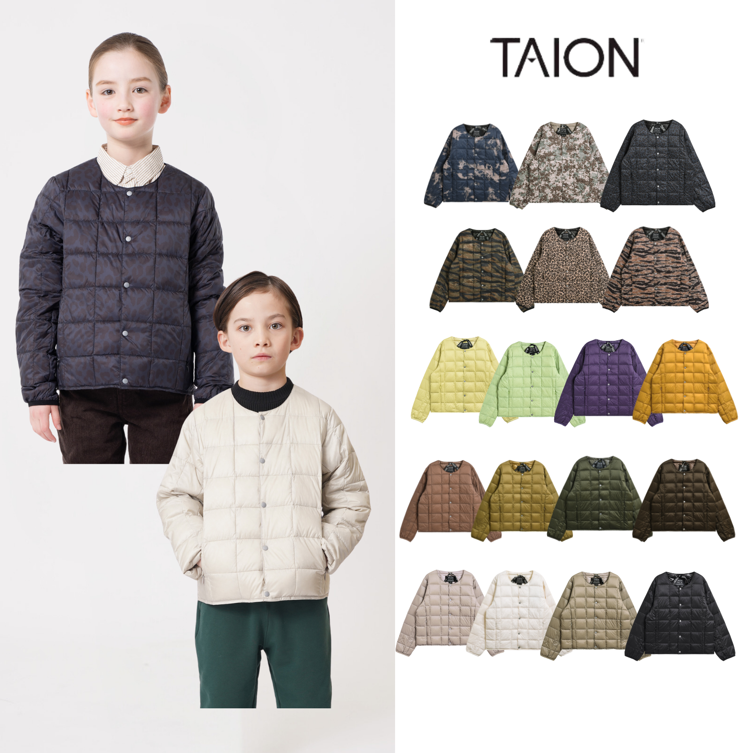 现货 日本 Taion 25AW 秋冬儿童经典保暖轻巧内搭轻量羽绒服外套