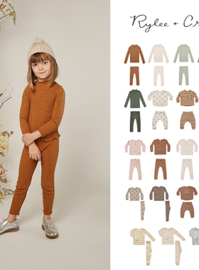 季末折扣 rylee and cru 春夏儿童长袖T短裤 打底T裤子套装可亲子