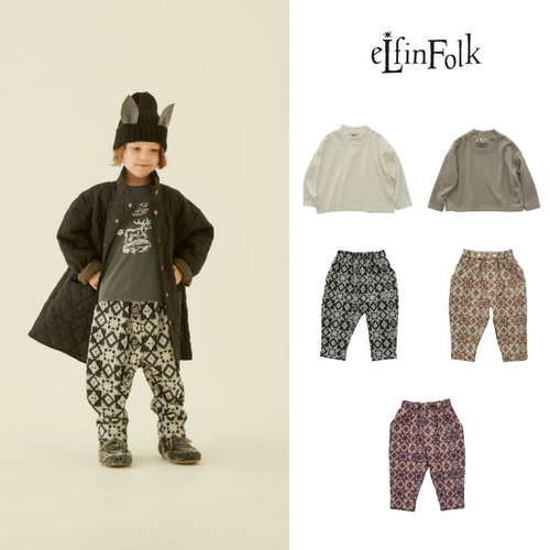 保暖高领T民族风印花老爹裤