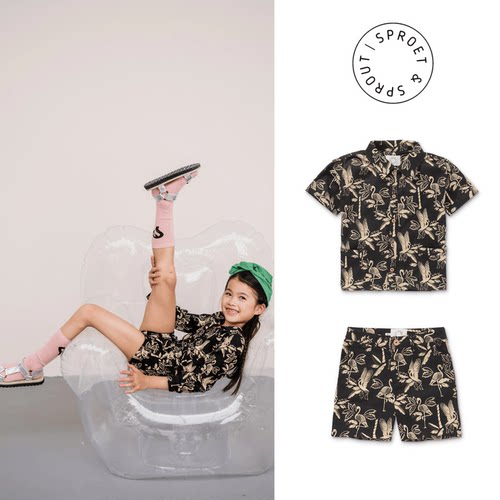 经典舒适清凉宽松衬衣短裤夏装