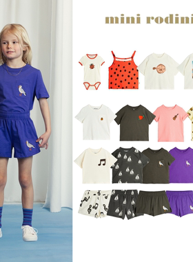 现货 瑞典  MINI RODINI 25ss 春夏新款百搭舒适吊带T恤短裤套装