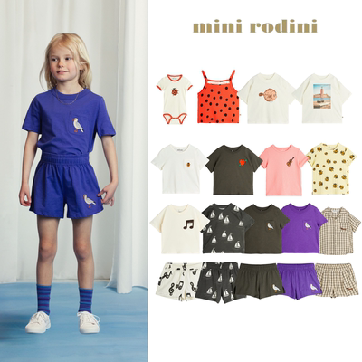 现货 瑞典  MINI RODINI 25ss 春夏新款百搭舒适吊带T恤短裤套装