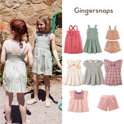 现货 25SS Gingersnaps春夏女孩新款甜美吊带花边连衣裙上衣短裤
