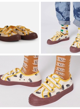 现货 BOBO CHOSES X NOVESTA 合作款 21秋冬儿童低帮魔术贴帆布鞋